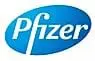 A blue and white logo of pfizer.